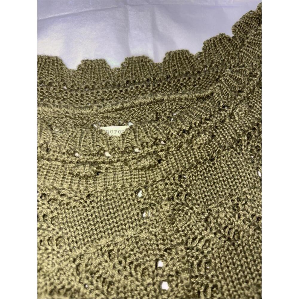 Anthropologie Pointelle Sweater Shirt Green Size XXSmall $88 Whimsical NWOT - Picture 4 of 11